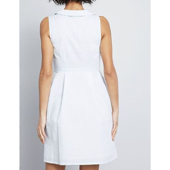 Modcloth Blue Stripe Broadcast Coordinator Sleeveless Shirt Dress Size 20 - Picture 2 of 13